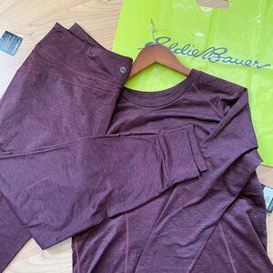 Firm. Eddie Bauer Hyperlayer XL Set, Pant &Top Burgundy. Athletics Yoga Pilates